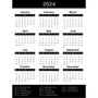 2024 Magnetic Full Yearly Calendar (Black)