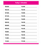 Pink Dry Erase Hourly Schedule Magnet (24 Hour Clock) By DCM Solutions