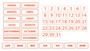 Burnt Orange Inverted Whiteboard Calendar Magnet Non-Abbreviated Spanish Bundle (Dates, Days of The Week, Months) By DCM Solutions