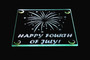 4th of July Firework Etched Glass Coaster By DCM Solutions