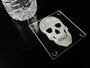 Etched Halloween Skull 3.5" Square Glass Coasters by DCM Solutions In Use