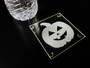Jack O'Lantern Pumpkin Halloween Etched 3.5" Square Glass Coasters by DCM Solutions In Use