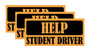 Orange Help Student Driver Bumper Sticker 3 Pack by DCM Solutions