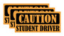 Orange Caution Student Driver Bumper Sticker 3 Pack by DCM Solutions