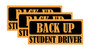 Orange Back Up Student Driver Bumper Sticker 3 Pack by DCM Solutions