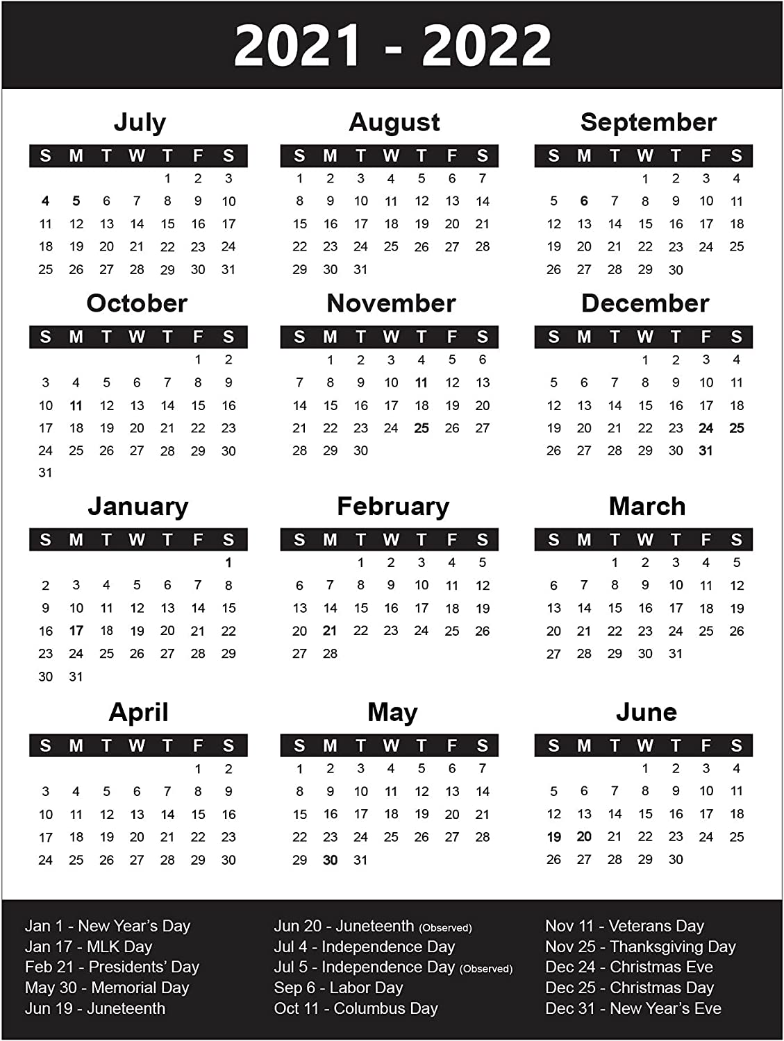 20212022 School Year Calendar