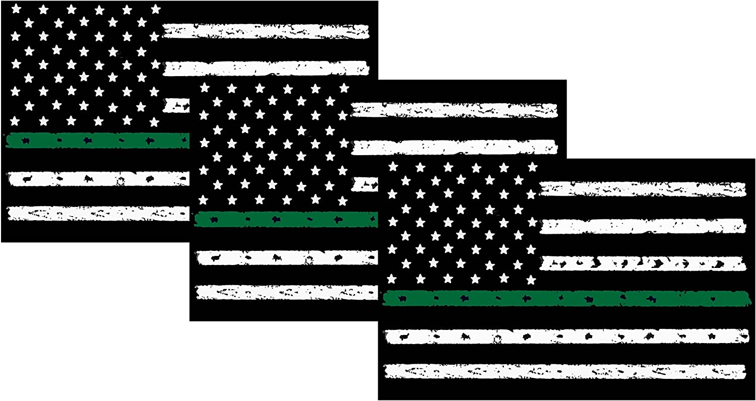 Thin Green Line Flag Bumper Sticker 3 Pack