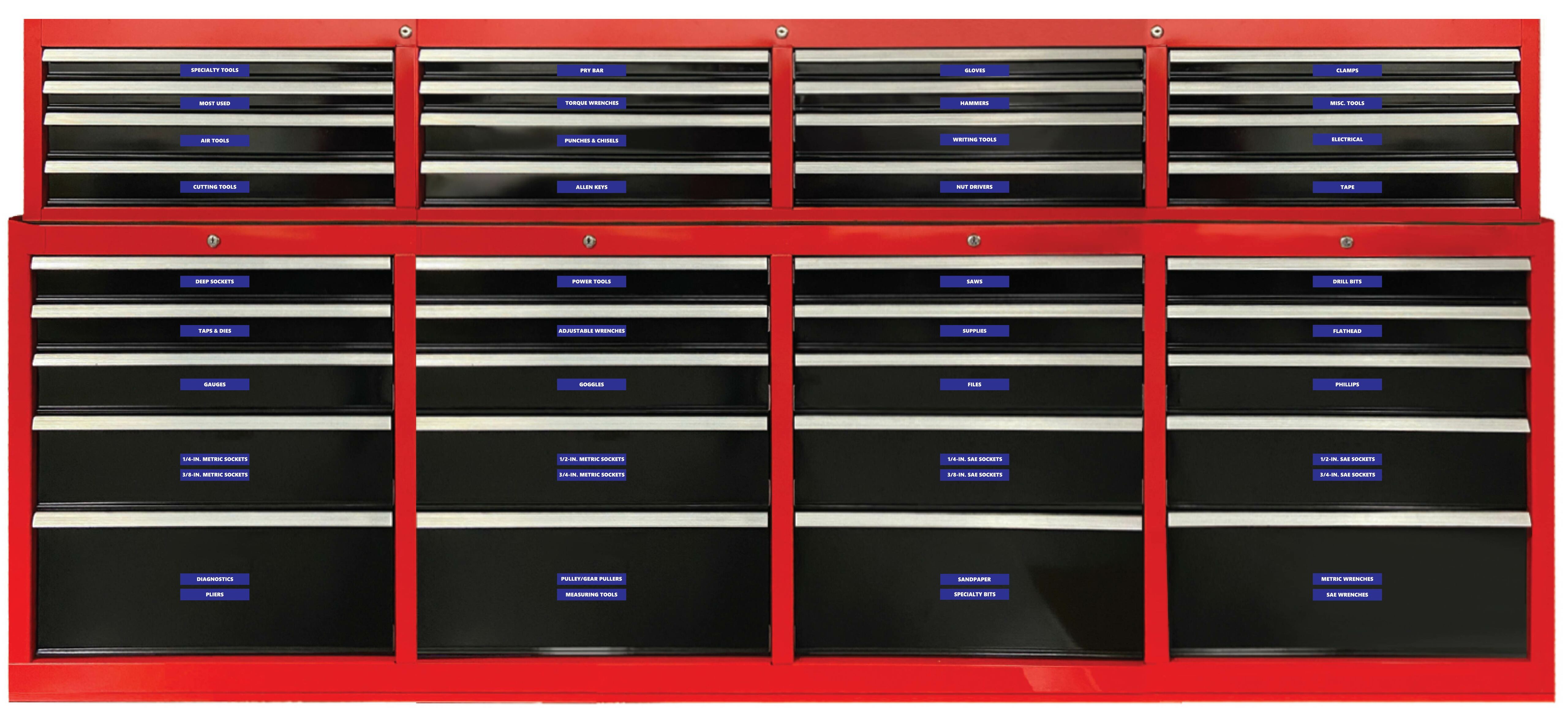 Blue Tool Box Organizational Magnetic Labels Advanced Set