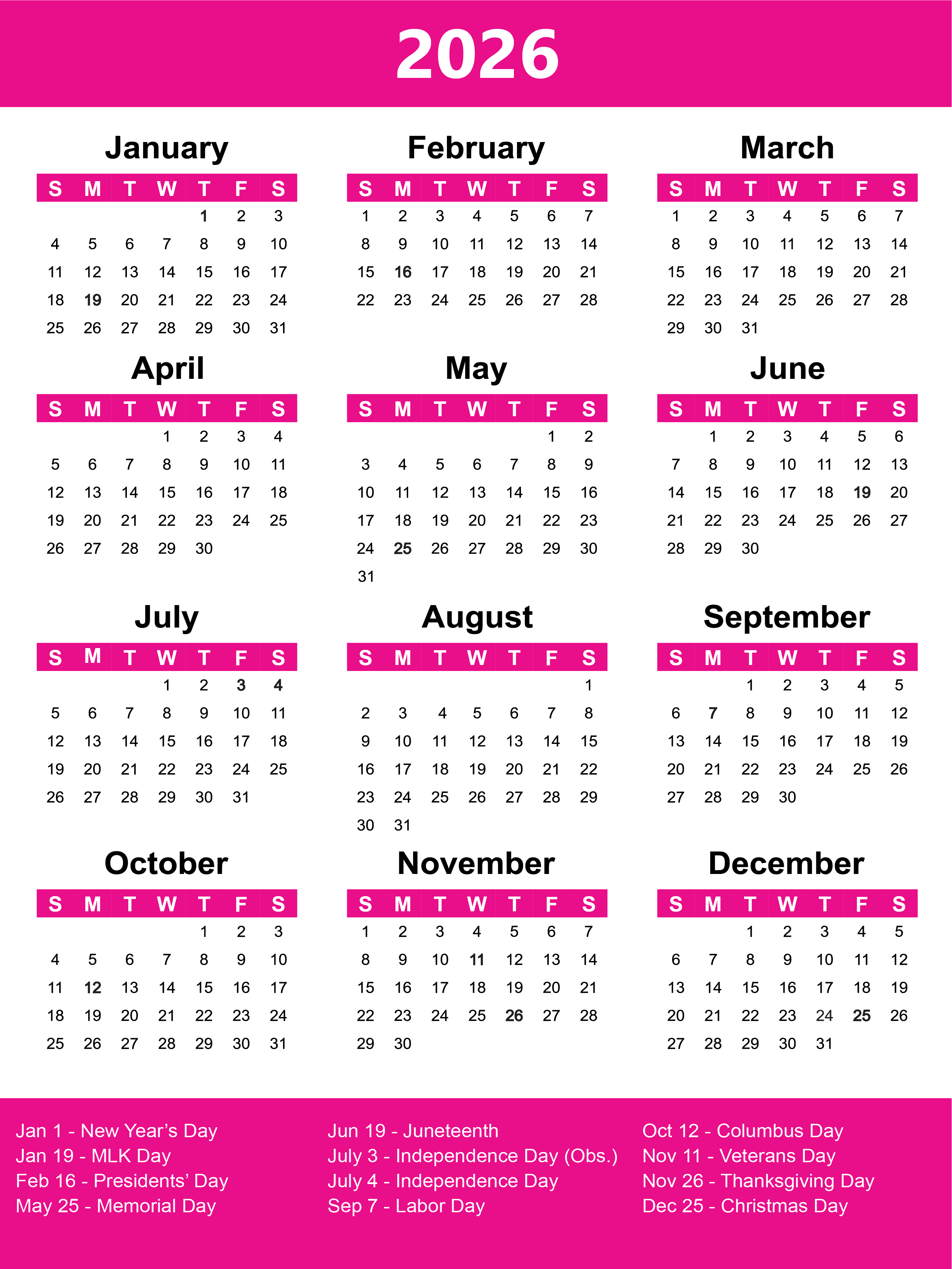2025 Yearly Calendar Magnet