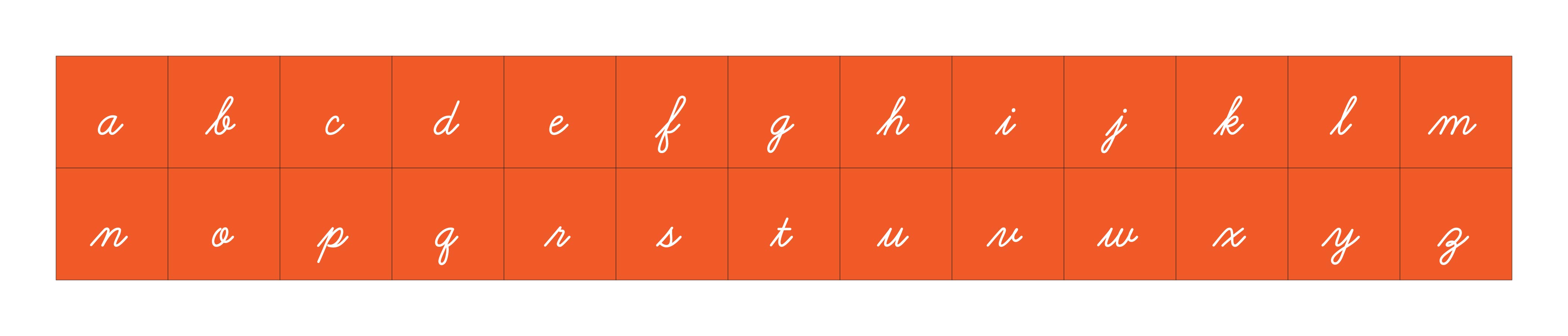 Burnt Orange Cursive Alphabet Letters (Lower Case)