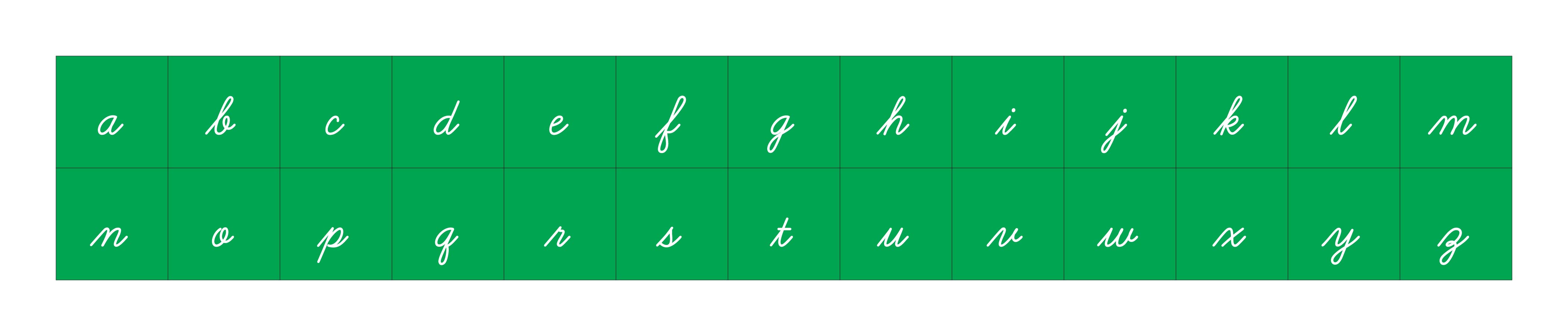 Green Cursive Alphabet Letters (Lower Case)