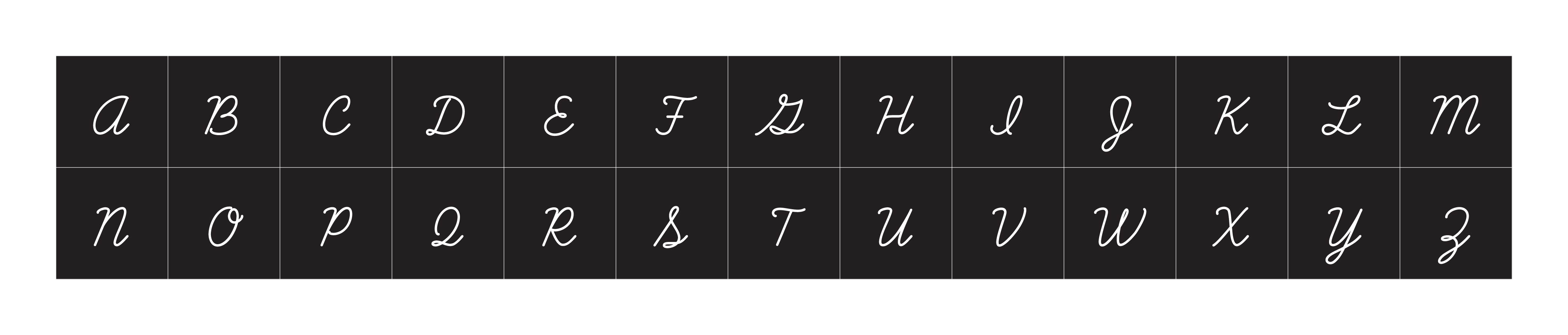 Black Cursive Alphabet Letters (Upper Case)