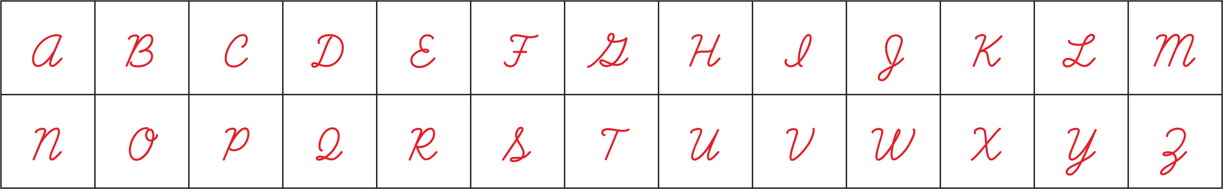 Red Inverted Cursive Alphabet Letters (Upper Case)