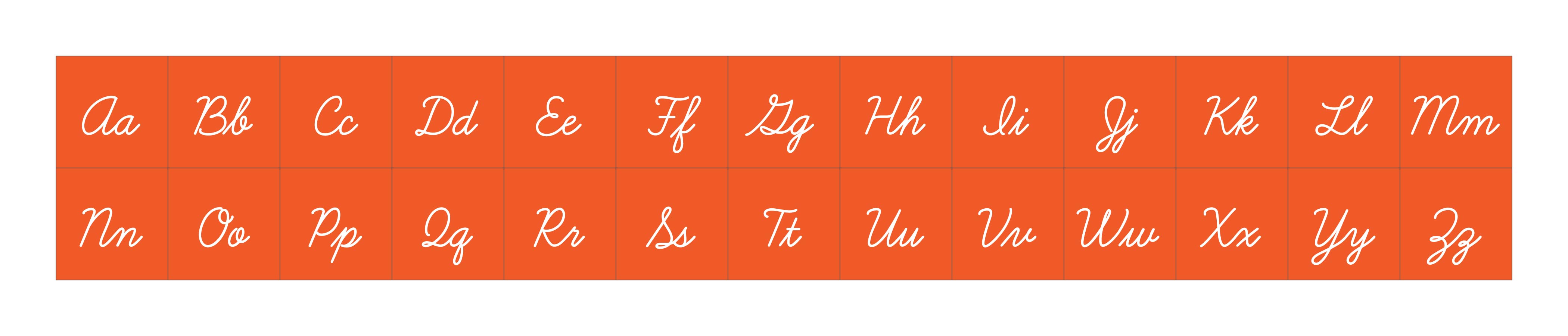 Burnt Orange Cursive Alphabet Letters (Upper and Lower Case)