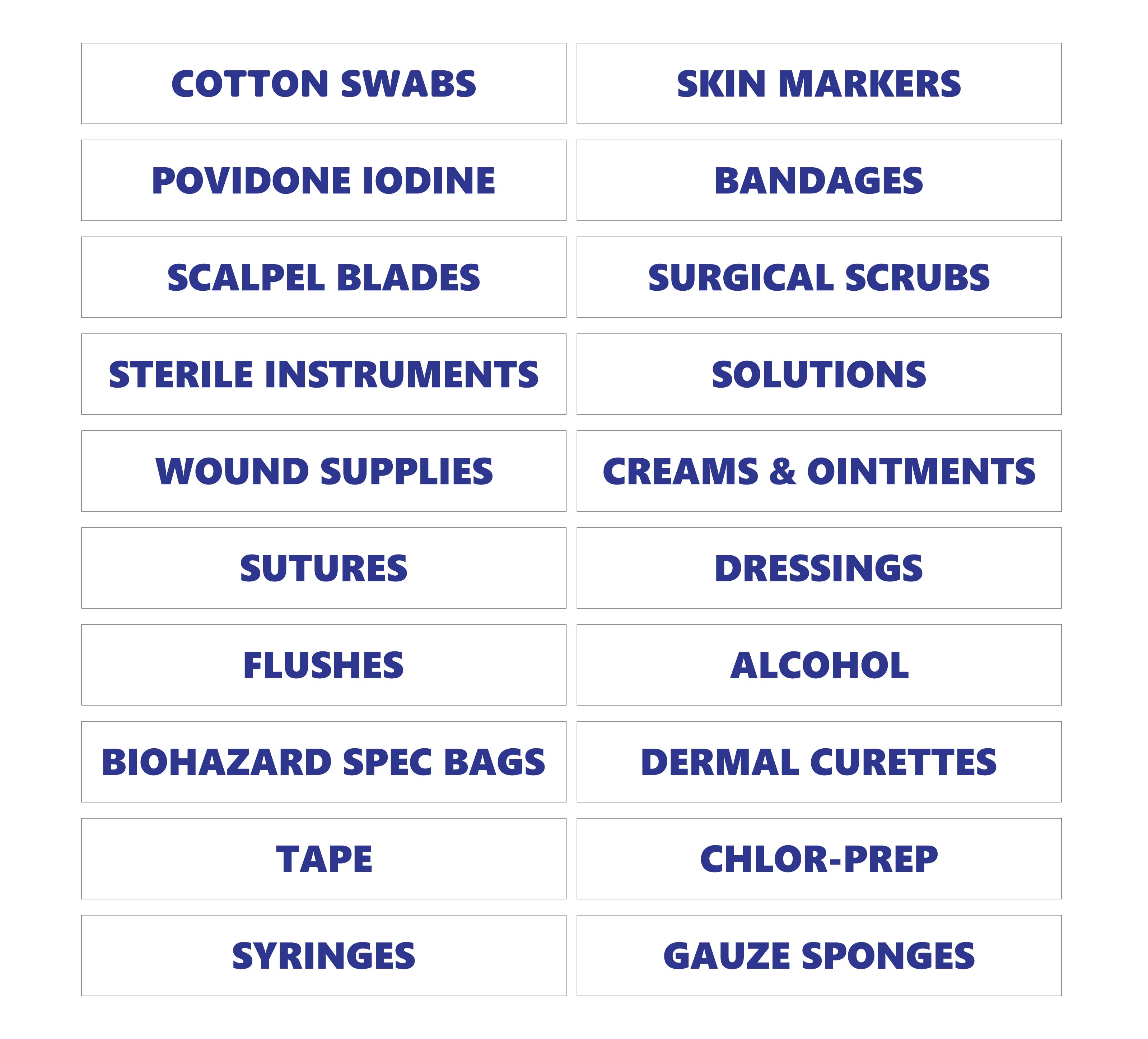 Blue Inverted Medical Supplies Magnetic Labels