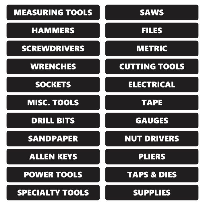 Automotive and Toolbox Organization - Toolbox Labels - Toolbox