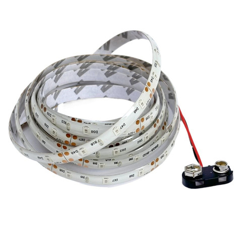 2835 LED strip with lead wires and 9V battery connector