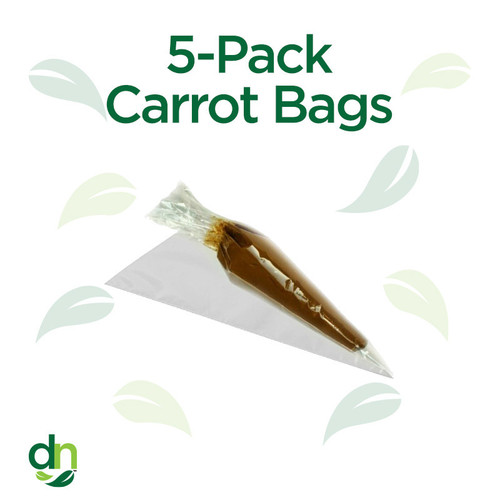 5 pack of carrot bags used for storing and freezing henna cones to keep them clean and protected