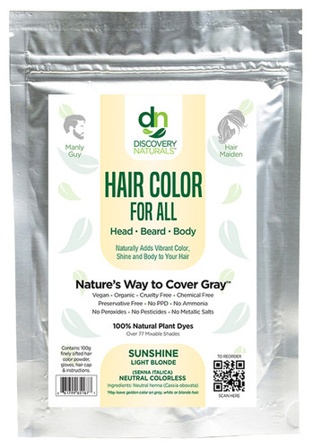 Sunshine Light Blonde Hair Dye Package by Discovery Naturals.
