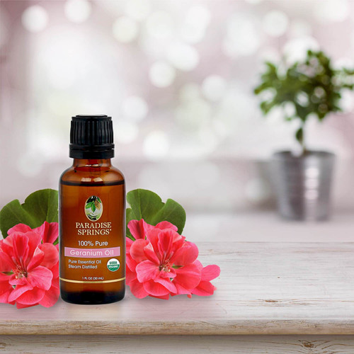 Paradise Springs organic geranium oil 1 oz 30ml floral essential oil for diffusing and DIY blends