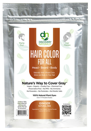 Ginger Natural Red Natural Hair Dye Front Package by Discovery Naturals.