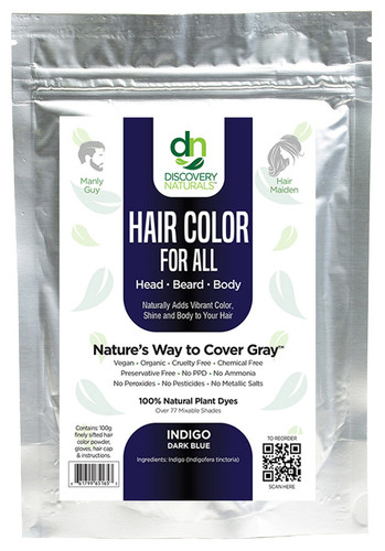 Hair Color For All Indigo Dark Blue hair dye package.