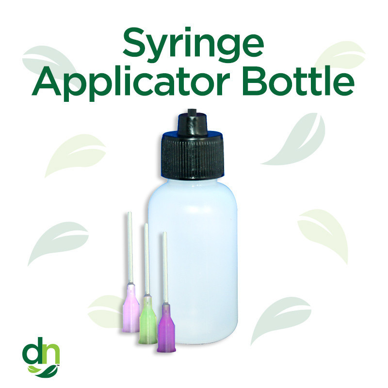 Syringe applicator bottle for henna paste used to create fine details with controlled, precise flow