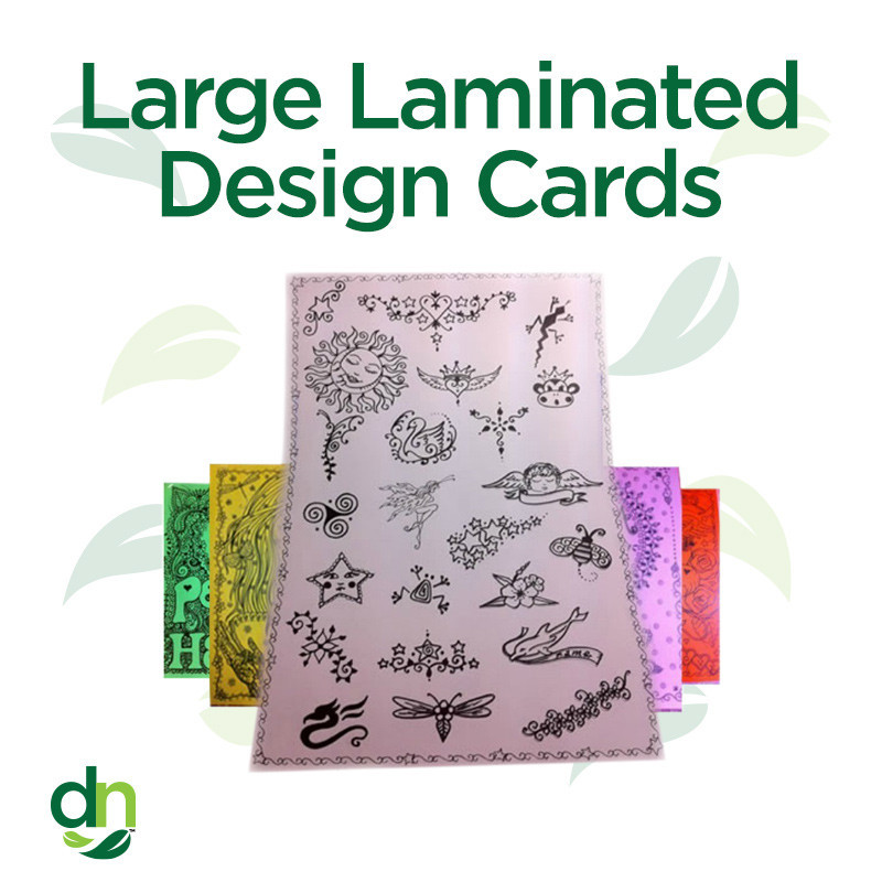 Set of 8 laminated henna posters for booth signage including aftercare and design display posters