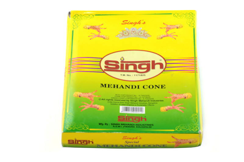 1 Box (12) of Singh Reddish Brown 100% Natural Henna Cone