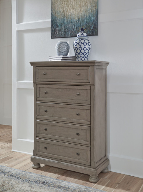 Lettner Light Gray Five Drawer Chest