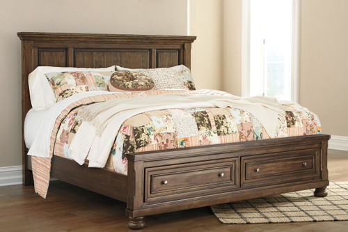 Flynnter Medium Brown King Panel Bed with Storage