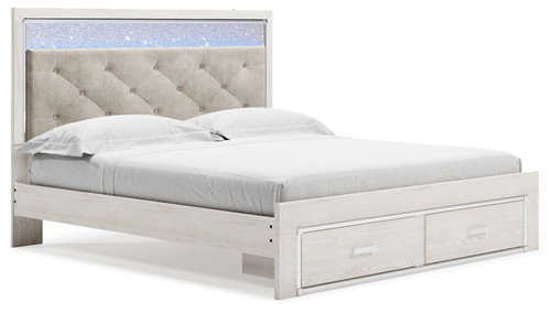 Altyra White King Upholstered Storage Bed