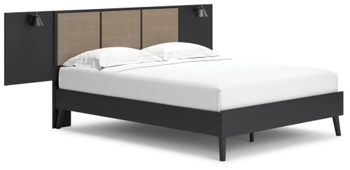 Charlang Black / Gray Queen Panel Platform Bed With 2 Extensions