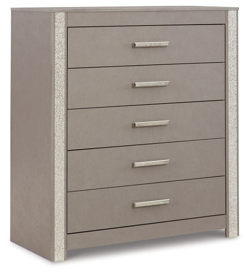 Surancha Gray Five Drawer Wide Chest