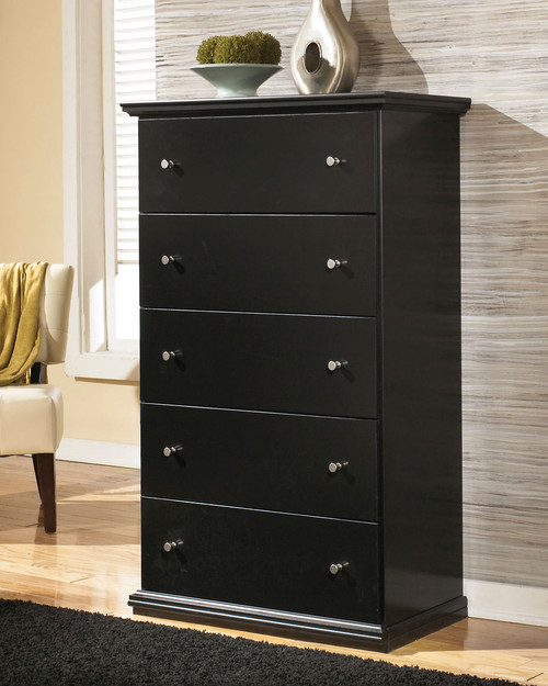 Maribel Black Five Drawer Chest