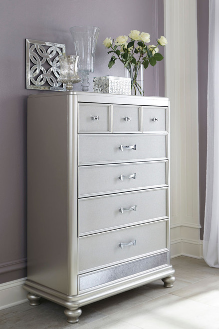 Coralayne Silver Five Drawer Chest