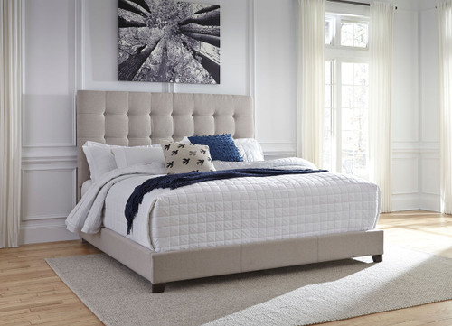 Contemporary Upholstered Beds Beige King Upholstered Bed