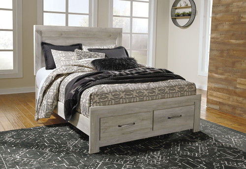 Bellaby Whitewash Queen Panel Storage Bed