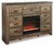 Trinell Brown Dresser With Glass/Stone Fireplace Insert