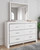 Altyra White 7 Pc. Dresser, Mirror, King Panel Bed, 2 Nightstands