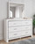 Altyra White 8 Pc. Dresser, Mirror, Chest, King Panel Bed, 2 Nightstands