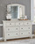 Robbinsdale Antique White 6 Pc. Dresser, Mirror, Chest, King Sleigh Bed with 2 Storage Drawers