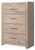Senniberg Light Brown / White 7 Pc. Dresser, Mirror, Chest, King Panel Bed, 2 Nightstands