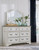 Brollyn White / Brown / Beige 7 Pc. Dresser, Mirror, Chest, California King Upholstered Panel Bed, 2 Nightstands