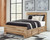 Hyanna Tan Brown Queen Panel Bed With 2 Side Storage