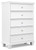 Fortman White Five Drawer Chest