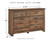 Trinell Brown Dark Six Drawer Dresser 61.34" X 15.98" X 42.99"