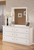 Bostwick Shoals White Dresser, Mirror, Chest, Full Panel Headboard & 2 Nightstands