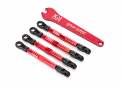 Toe links, aluminum (red-anodized) (4) (assembled with rod ends and threaded inserts) (1/16 Slash) 