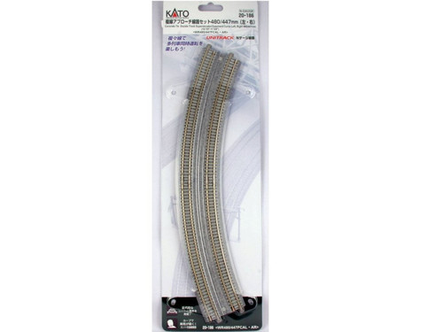 N-Gauge - KATO - Concrete Tie Double Track Superelevated Easement  Curve Left, Right 408/447mm (18 7/8"/-17 5/8")